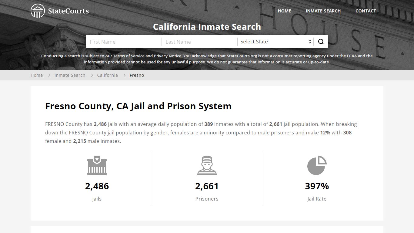 Fresno County, CA Inmate Search - StateCourts