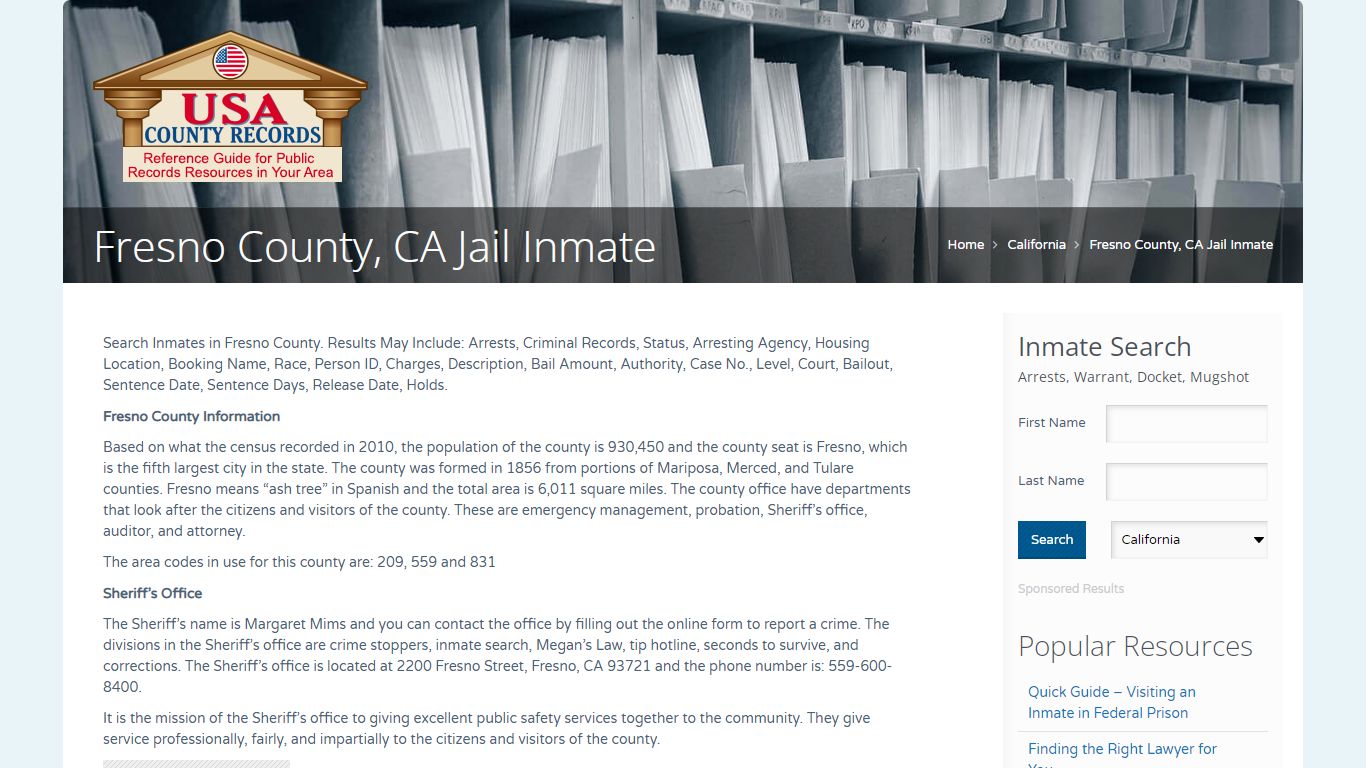 Fresno County, CA Jail Inmate | Name Search